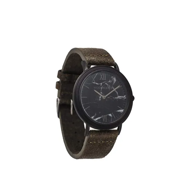 WoodWatch Classic Black Marble Khaki orologio marmo nero