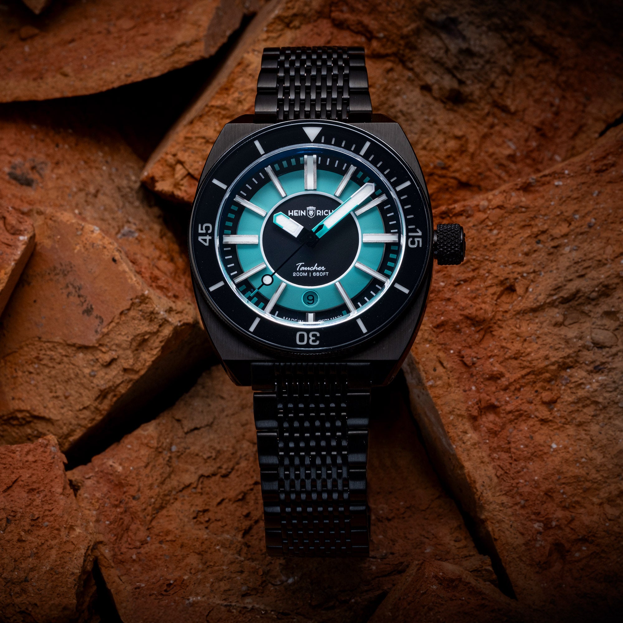 Heinrich Taucher Sport orologio turchese acciaio bracciale