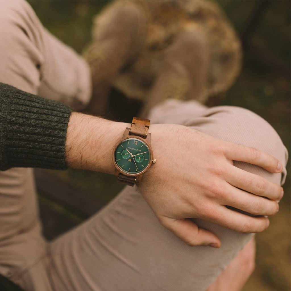 WoodWatch Classic Hunter orologio uomo legno noce verde