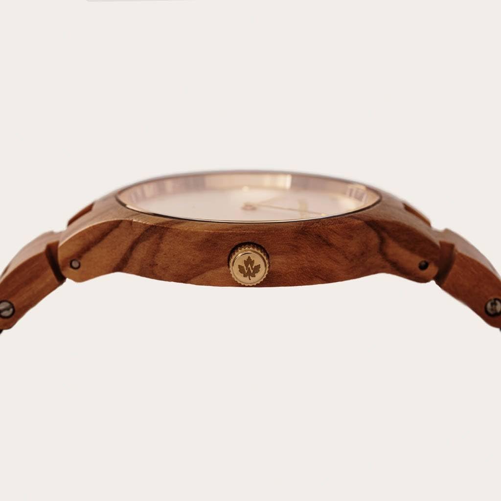 Woodwatch Nordic Sun orologio legno ulivo acciaio minimal