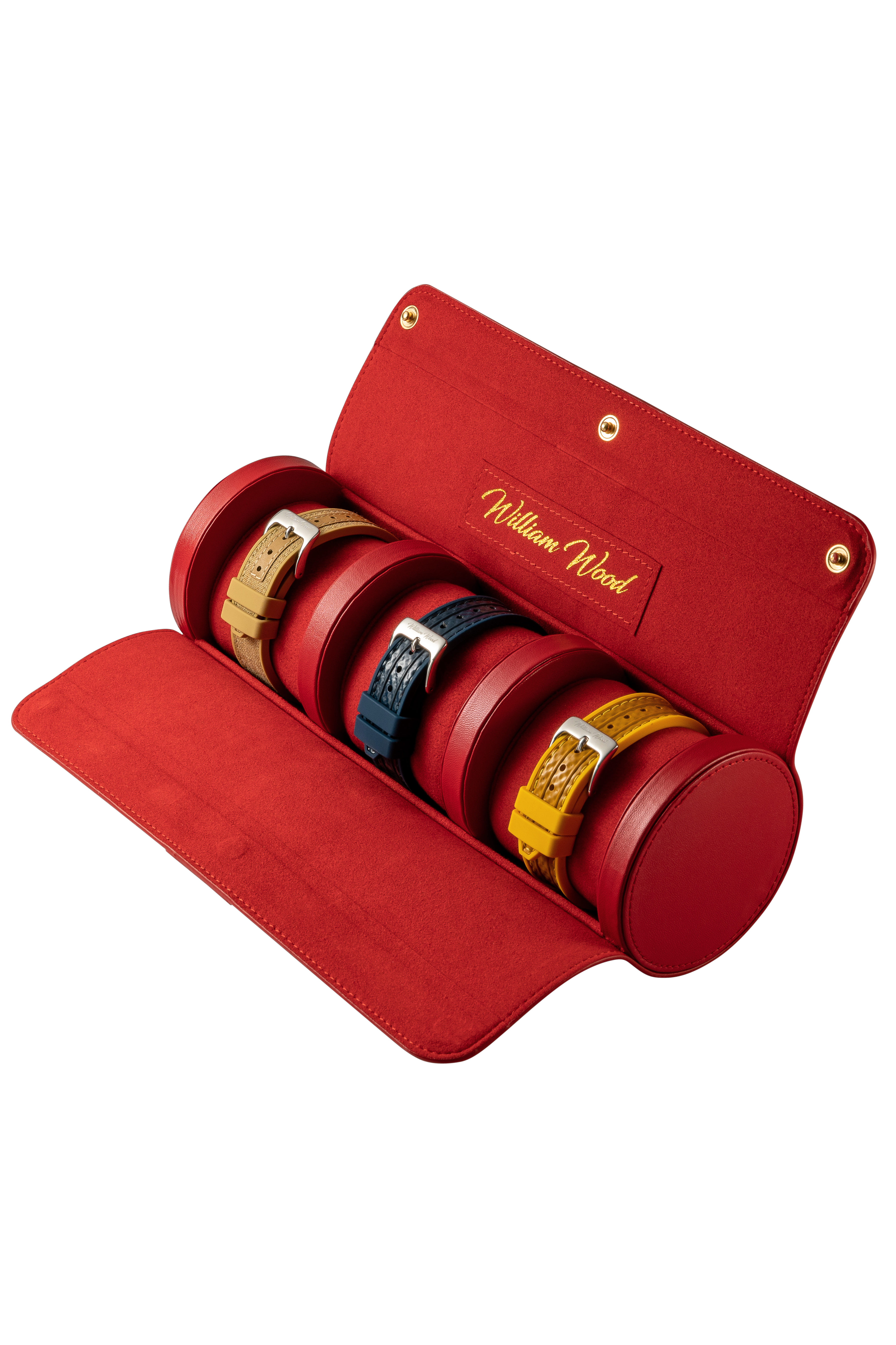 William Wood Strap Bundle rotolo viaggio rosso 3 orologi