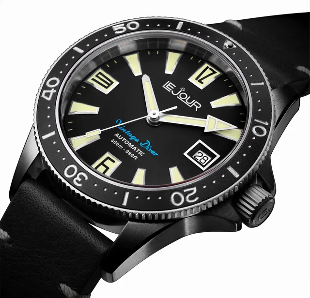 LeJour Vintage Diver LJ-VD-002 orologio acciaio pelle 40mm