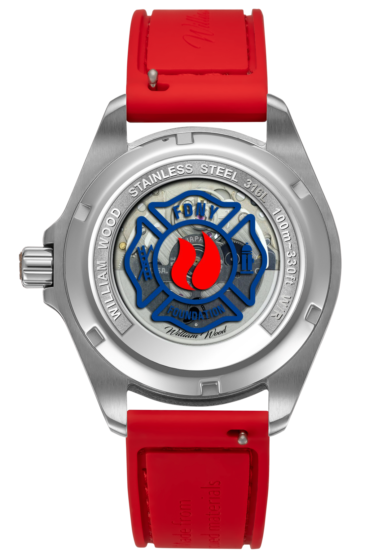 William Wood Bravest Orologio Rosso 41mm Automatico Data