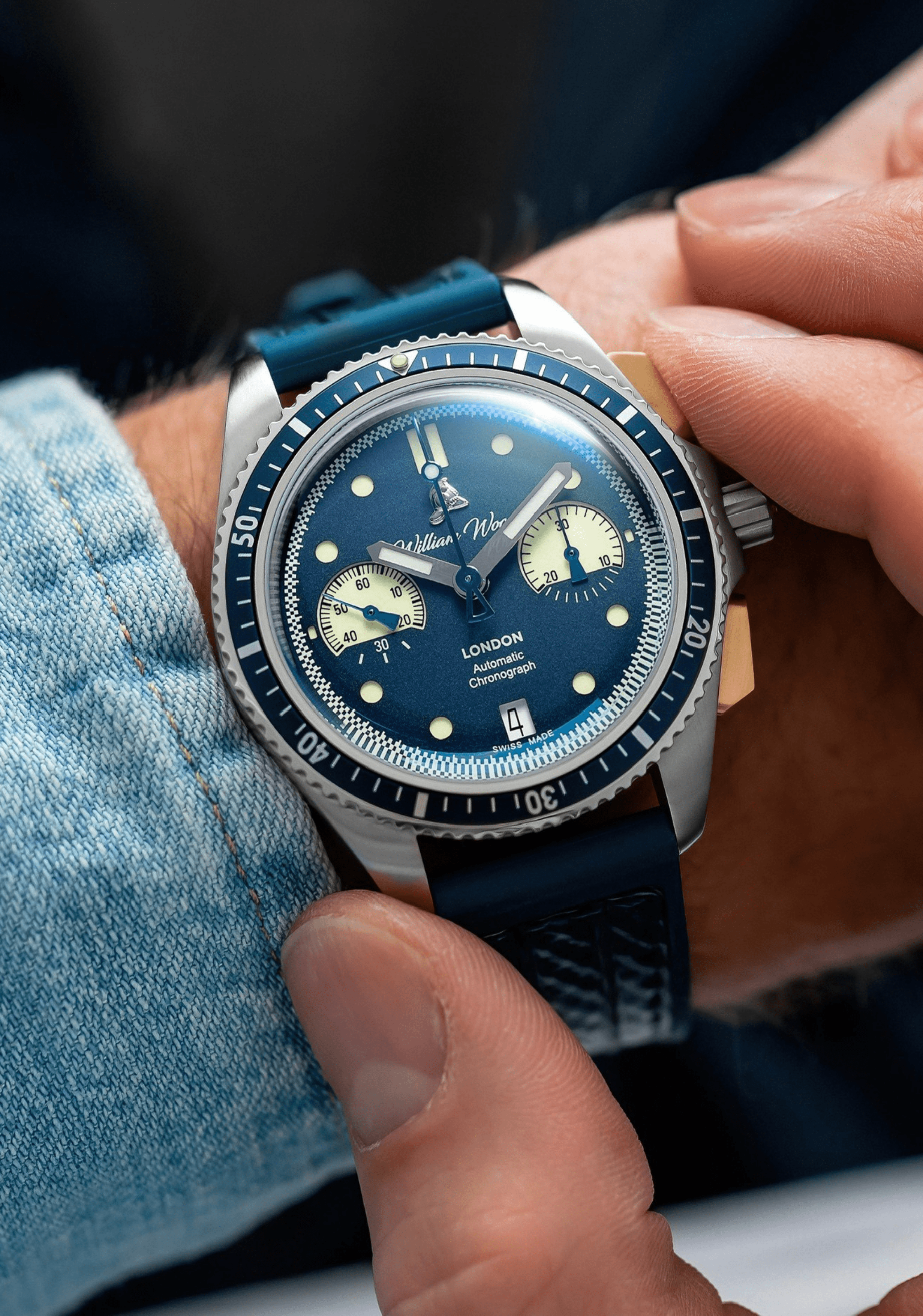William Wood Triumph Oxygen Edition orologio cronografo 41mm blu
