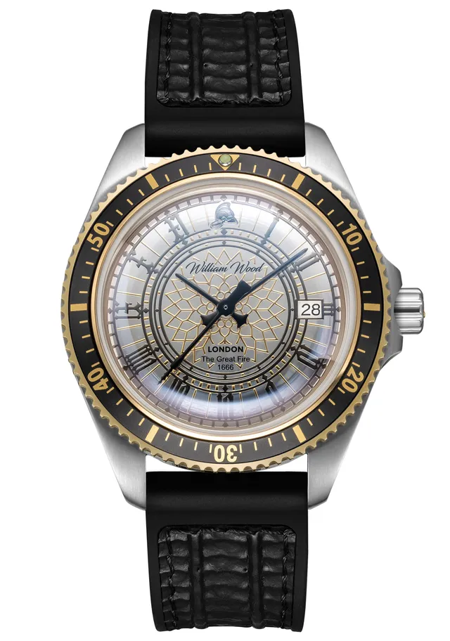 William Wood Great Fire of London orologio 41mm argento