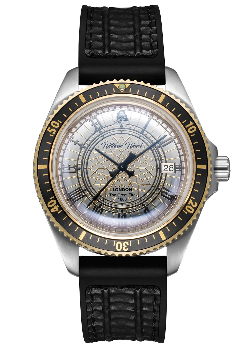 William Wood Great Fire of London orologio 41mm argento