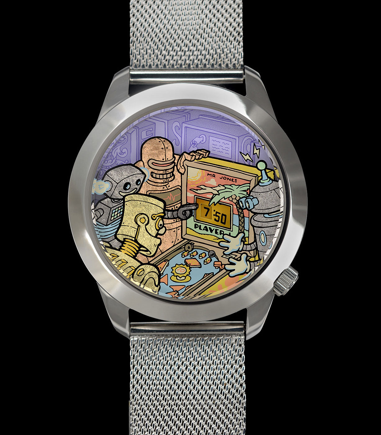 Mr Jones Ricochet XL orologio meccanico 45 mm argento