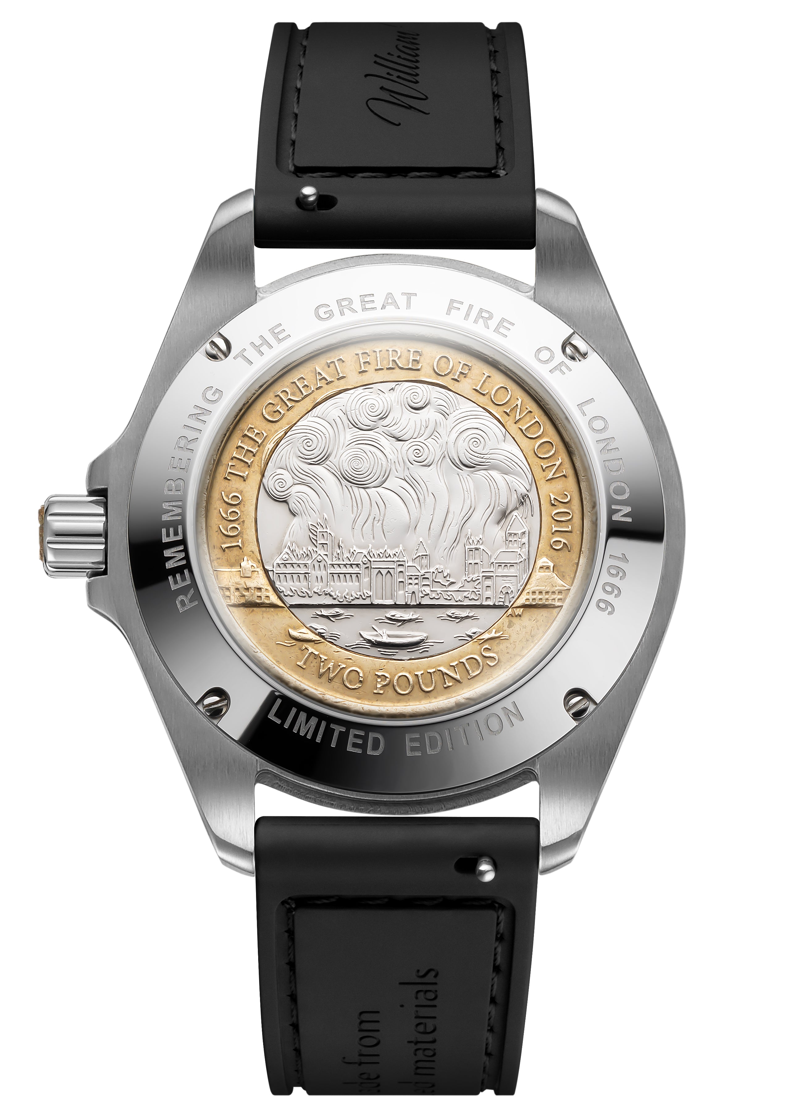 William Wood Great Fire of London orologio 41mm argento