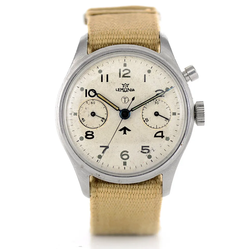 Lemania HS9 cronografo militare acciaio Serie I