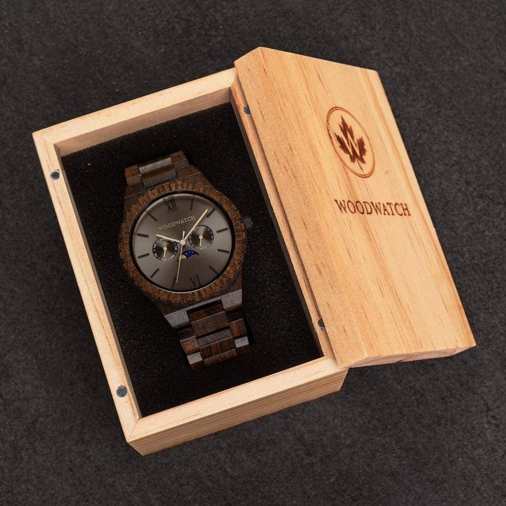 WoodWatch Classic Lunar Eclipse orologio legno nero quarzo