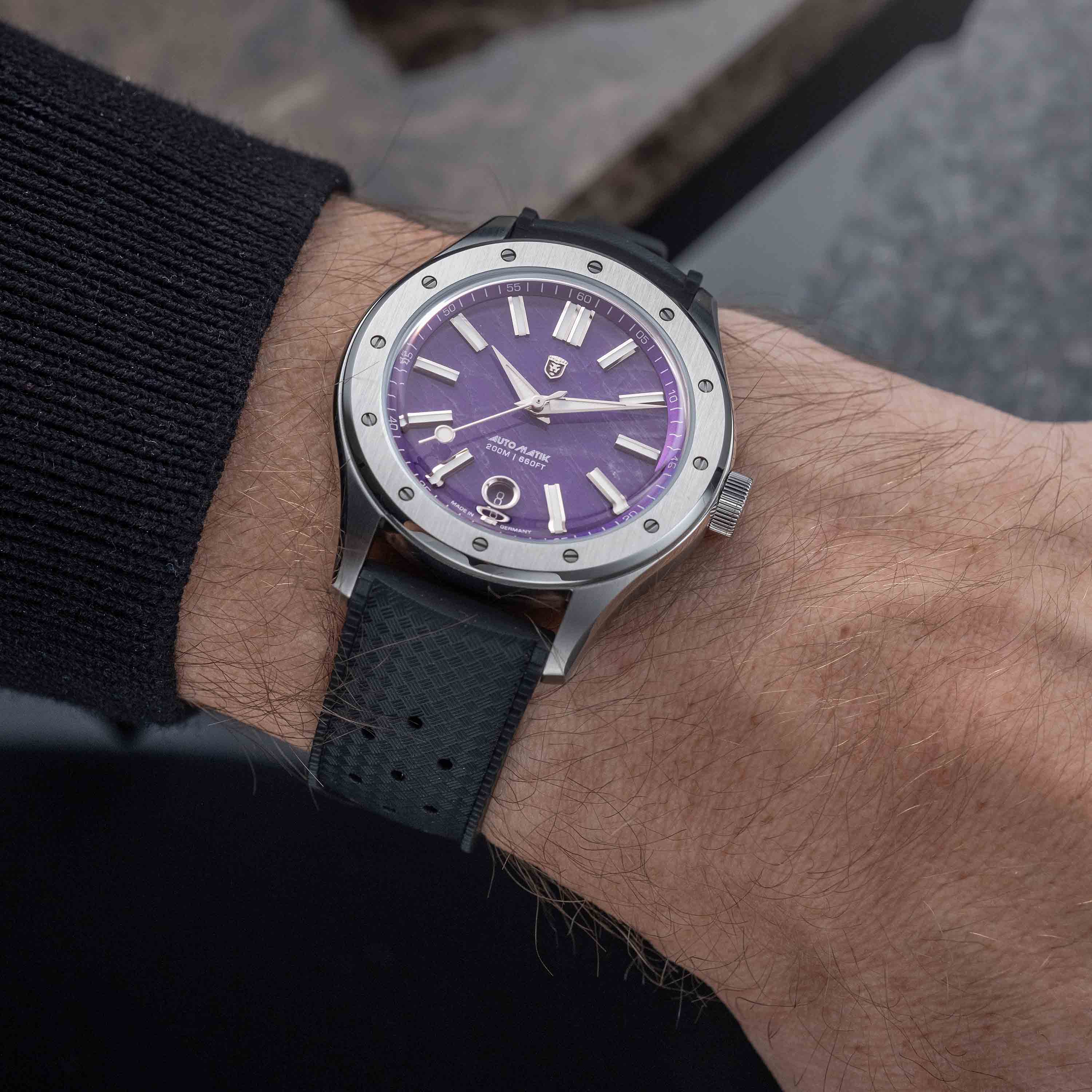 Heinrich Helicoprion orologio automatico ametista SW200-2