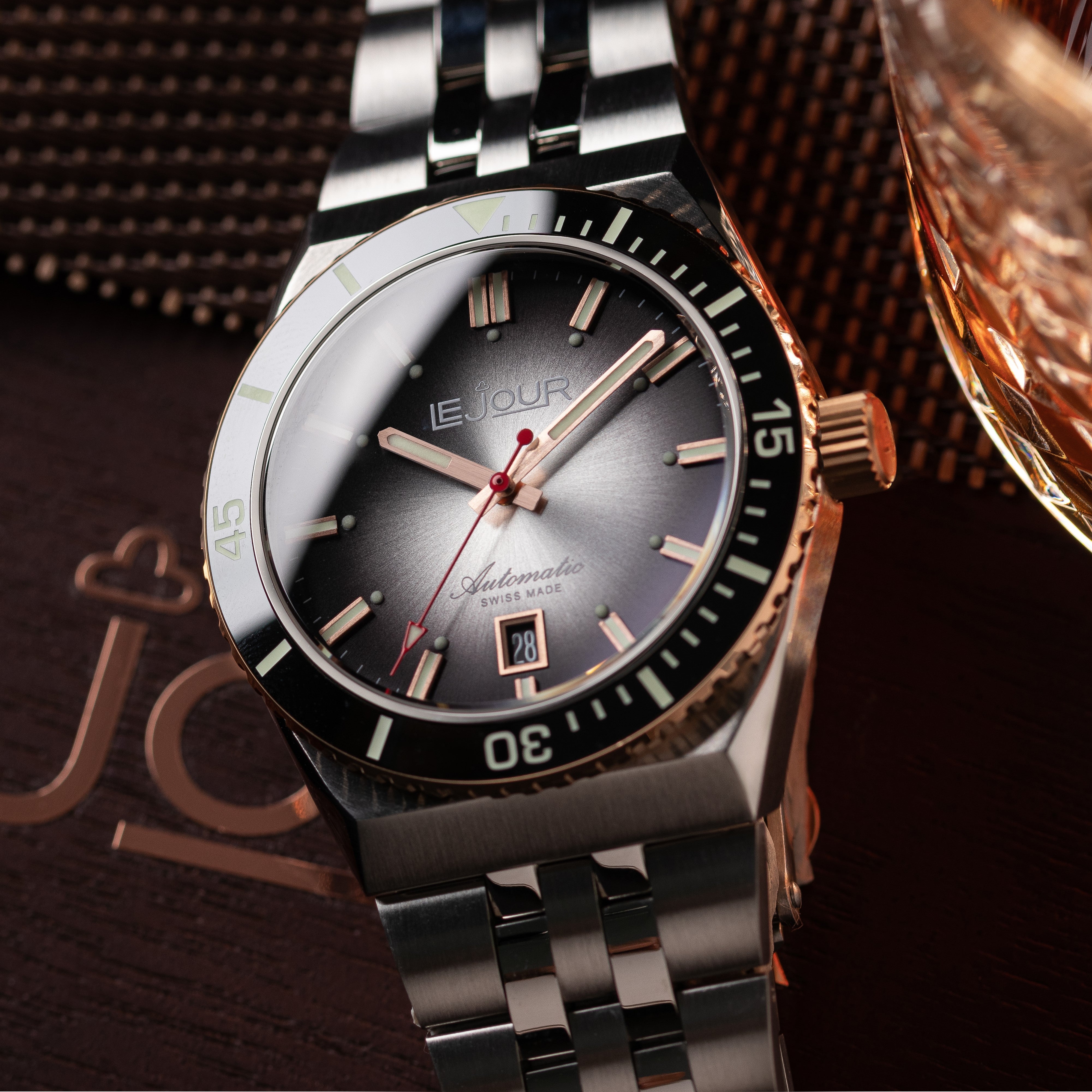 LeJour Delmare LJ-DM-006 orologio automatico nero oro