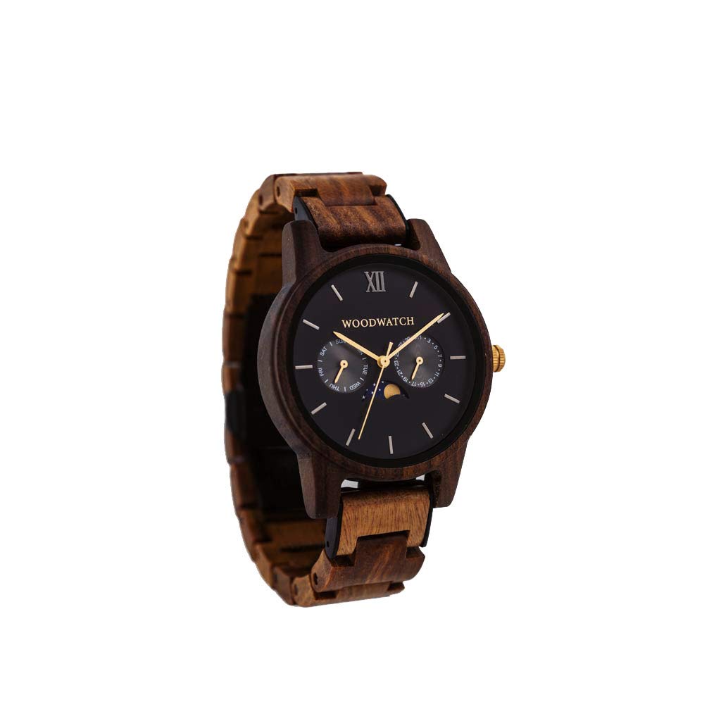 WoodWatch Classic Dark Forest orologio legno nero bracciale