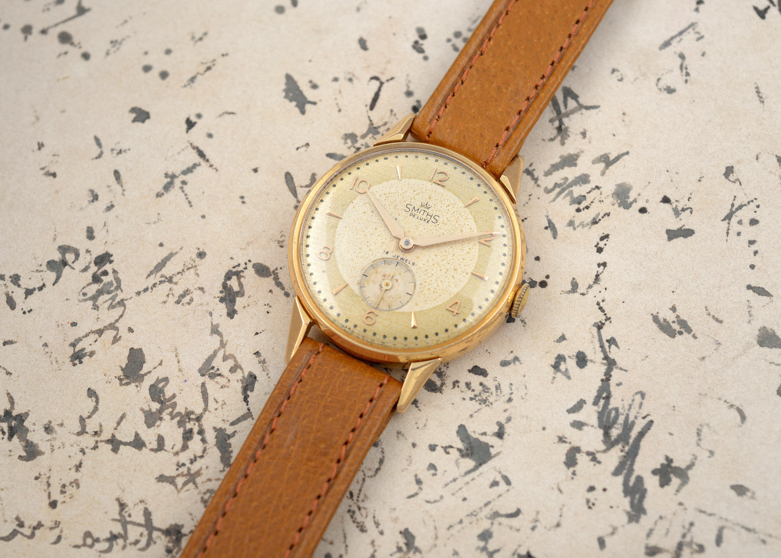 Smiths 18 carati orologio oro 35mm 18 rubini vintage