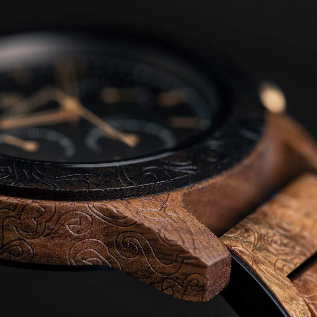 WoodWatch Chronus Engraved orologio cronografo legno noce