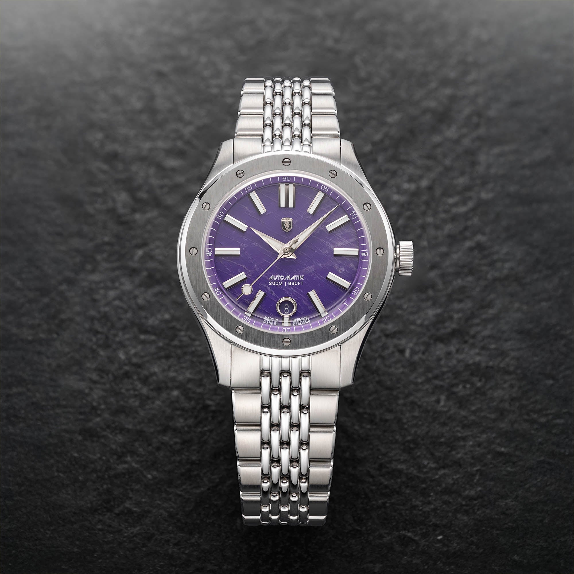 Heinrich Helicoprion orologio automatico ametista SW200-2