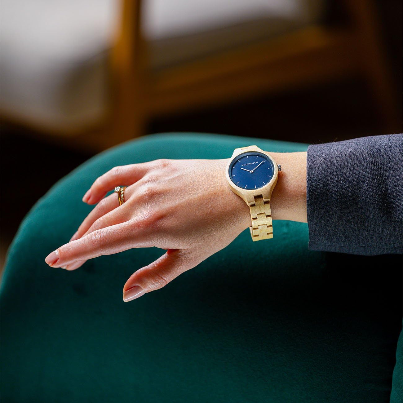 WoodWatch Classic Blue Ocean orologio donna ulivo minimal