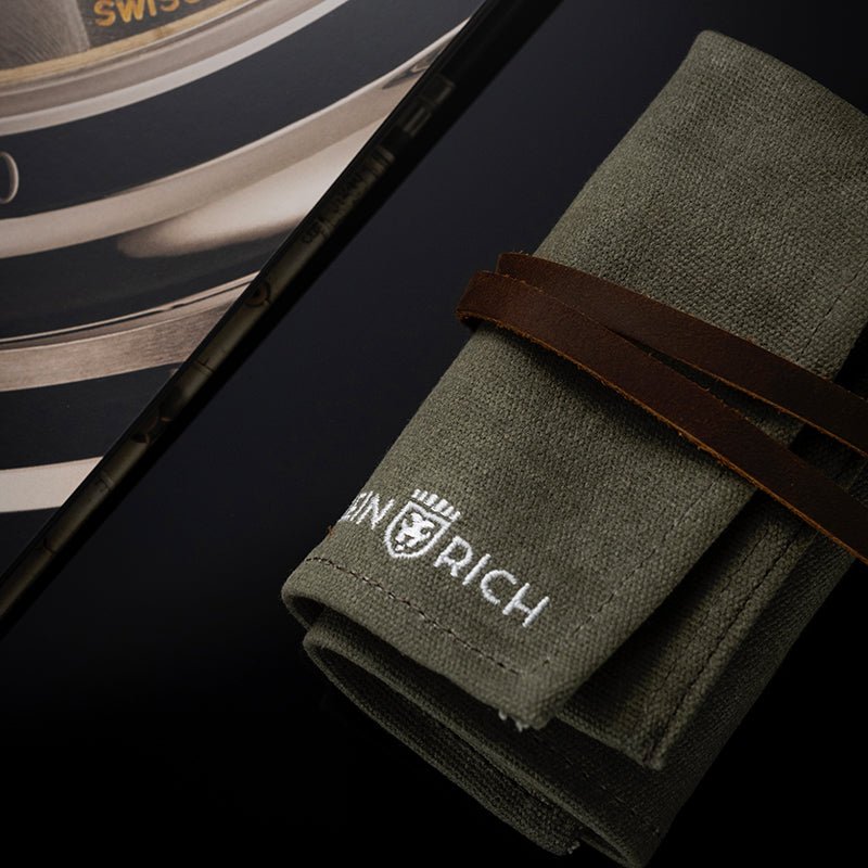 Heinrich Watch Roll porta orologi 4 posti tela verde