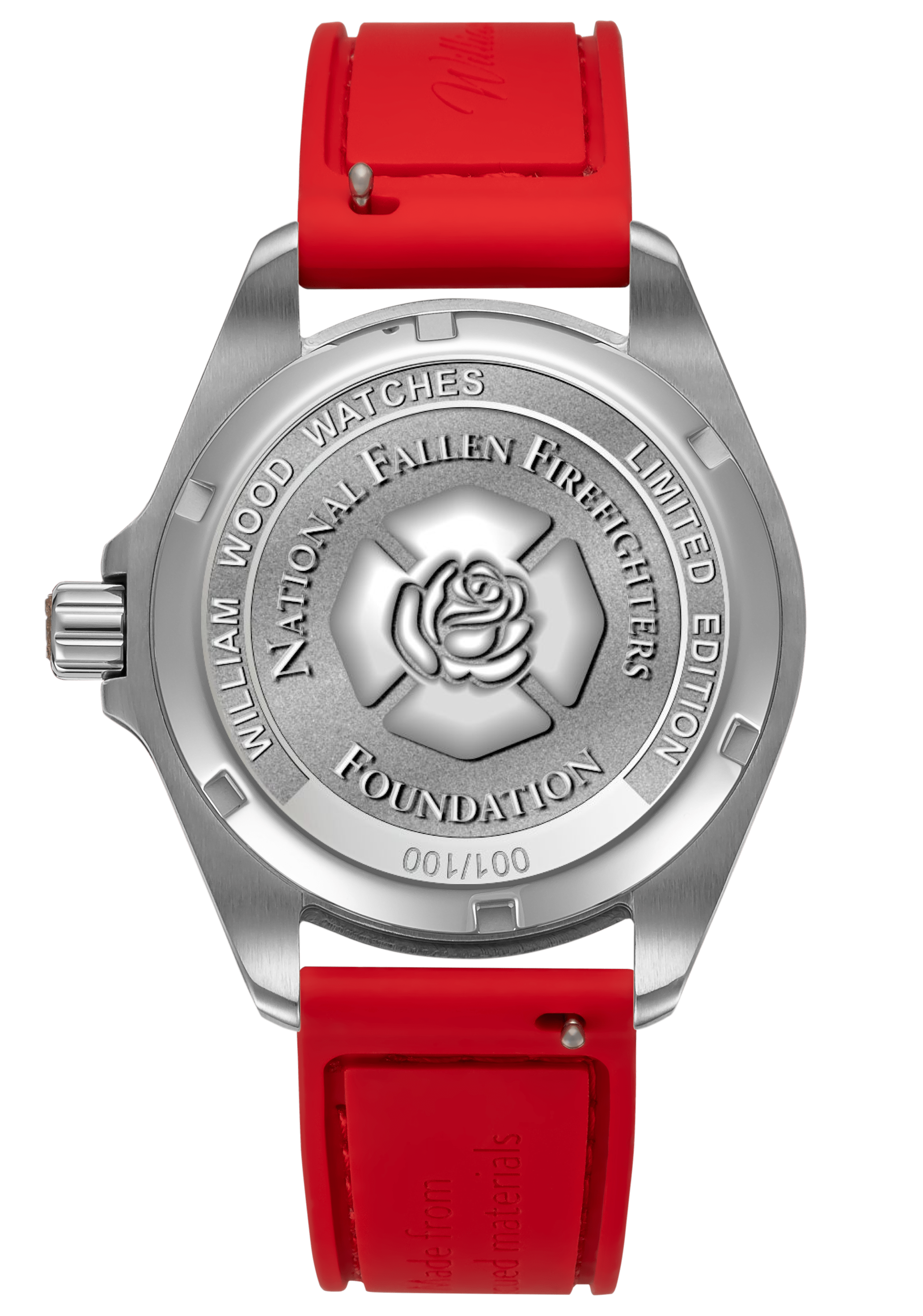 William Wood Fallen Firefighters orologio rosso automatico data 41mm