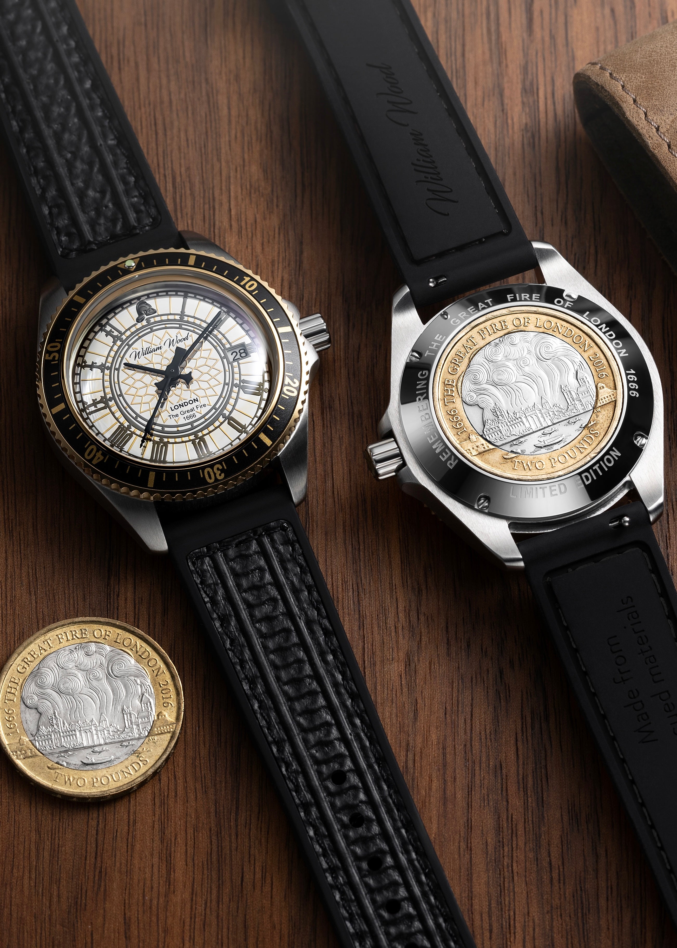 William Wood Great Fire of London orologio 41mm argento