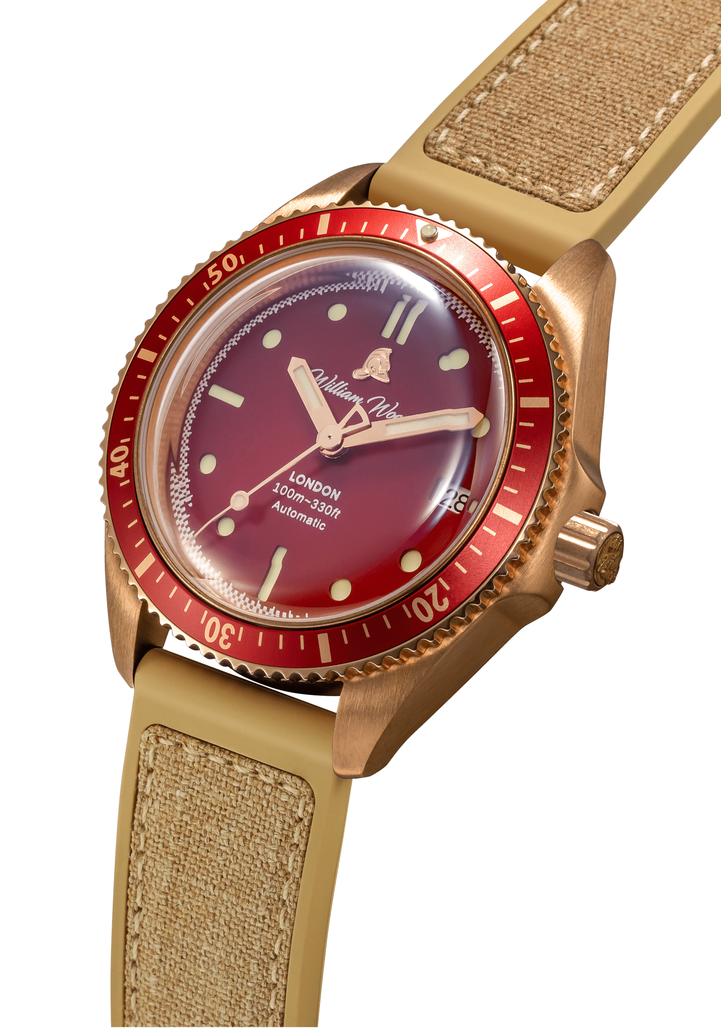 William Wood Bronze Ruby orologio 41mm bronzo Red Fire Hose