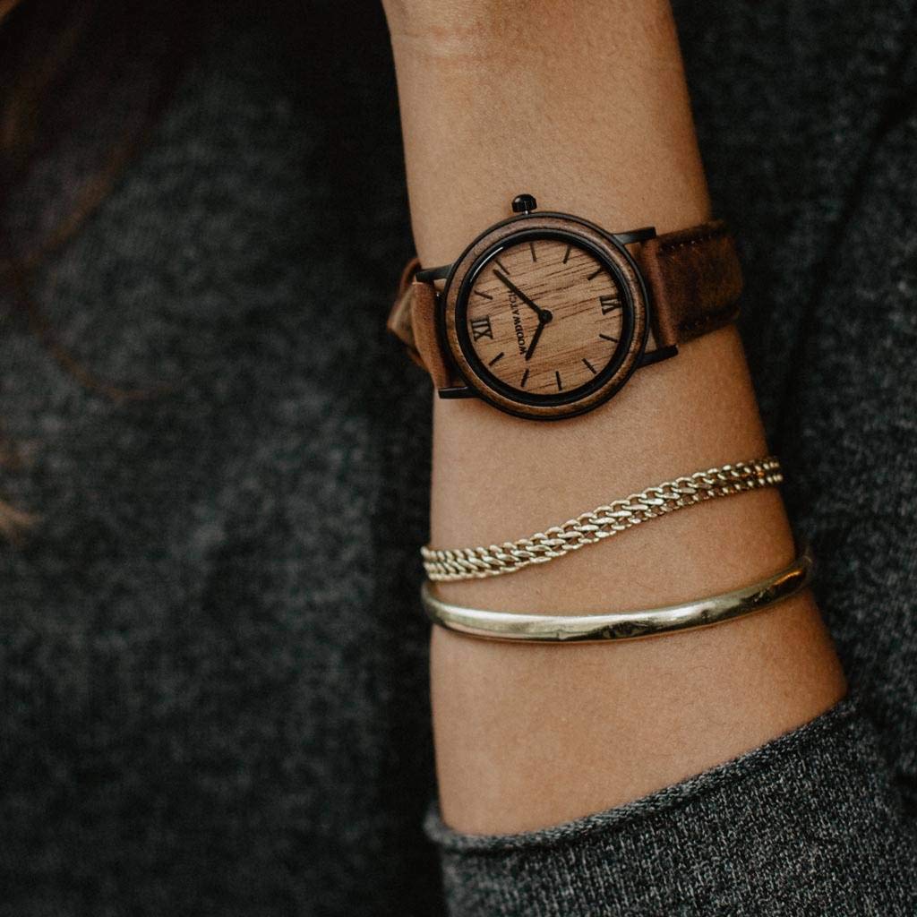 WoodWatch Classic Brown Walnut Pecan orologio legno petite
