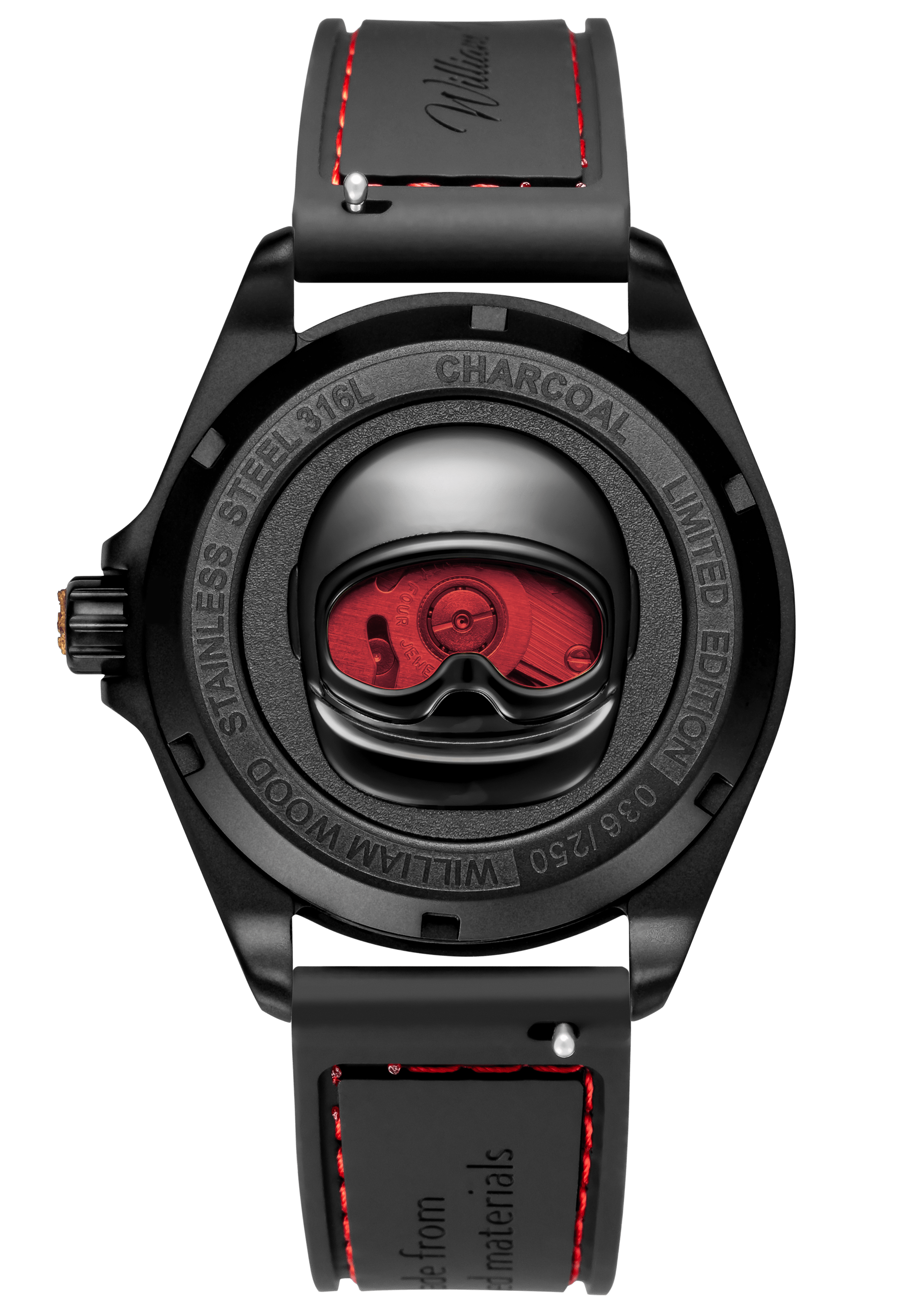 William Wood Fearless Red orologio 39mm PVD Red Fire Hose