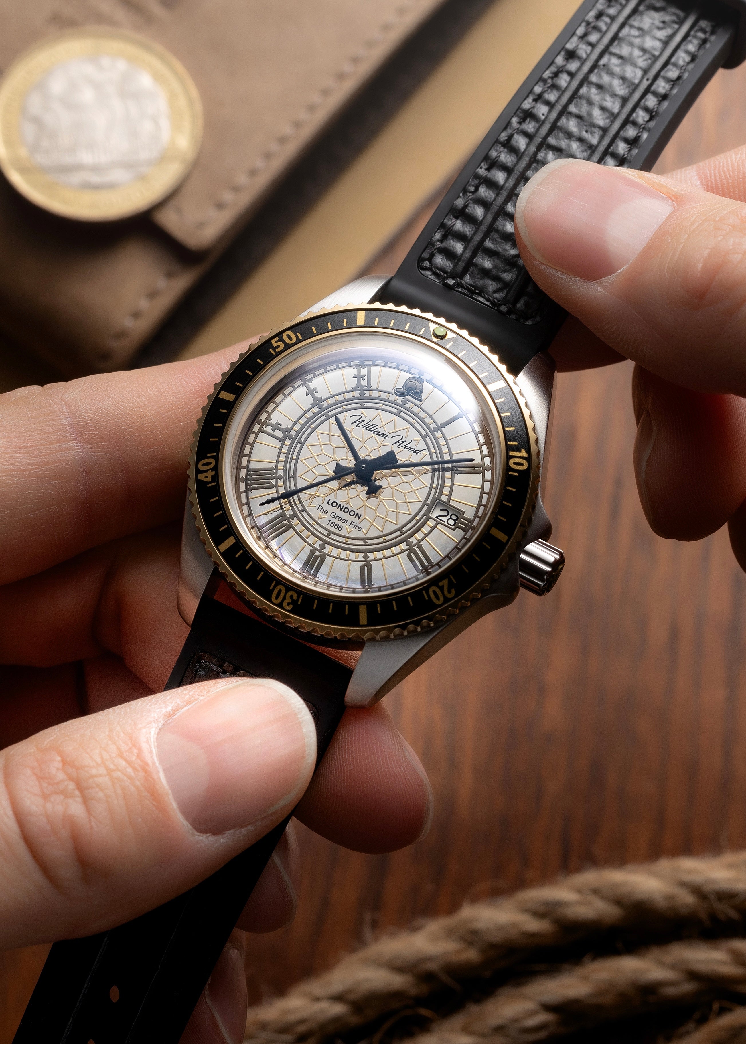 William Wood Great Fire of London orologio 41mm argento