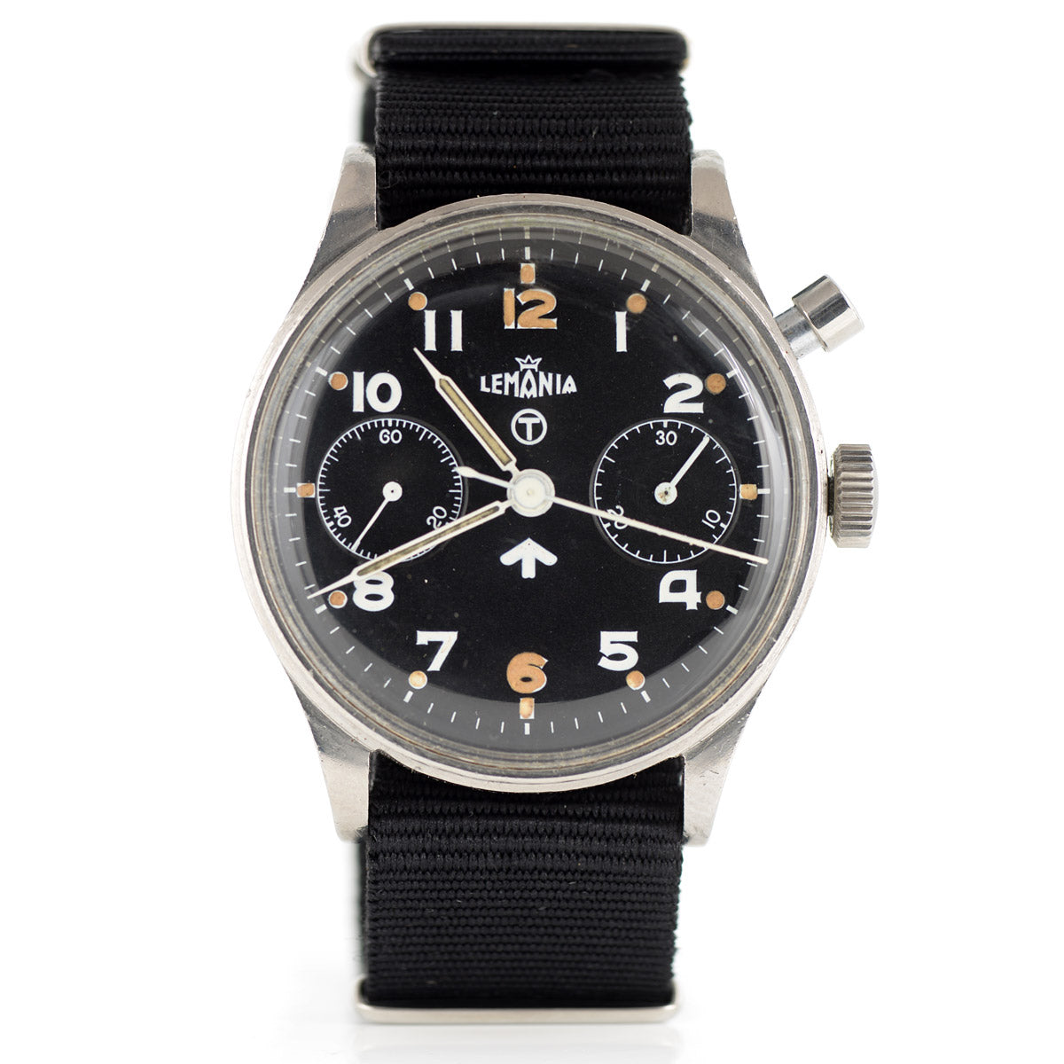 Lemania cronografo militare monopulsante orologio acciaio