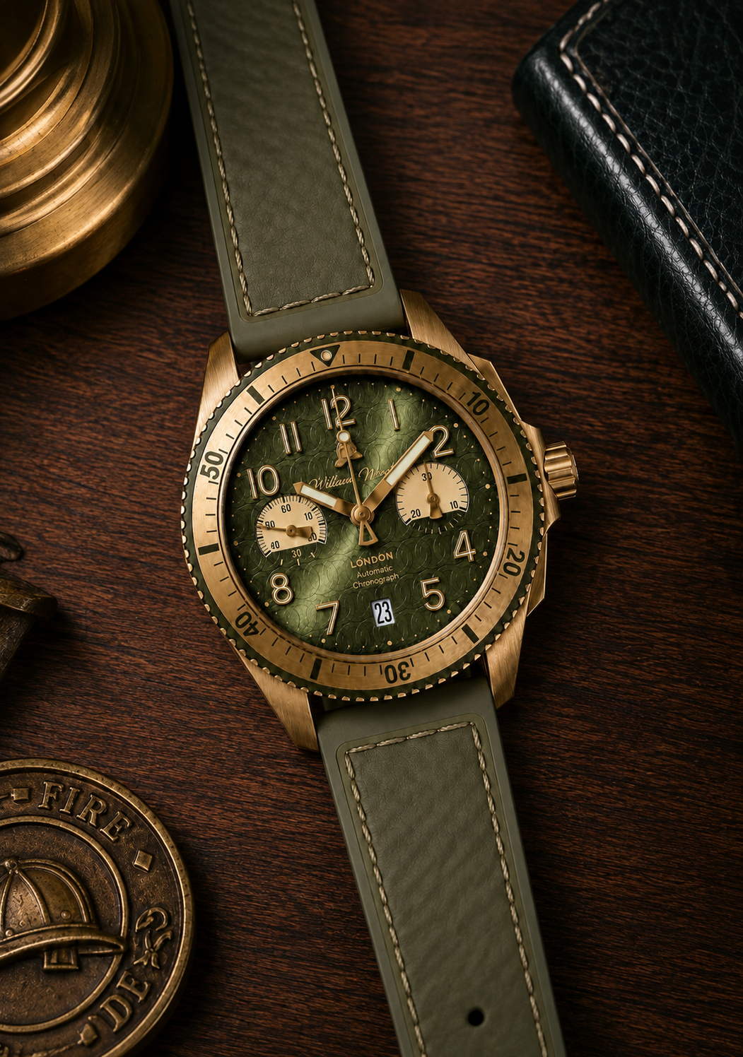 William Wood Triumph Custodian orologio cronografo verde oro