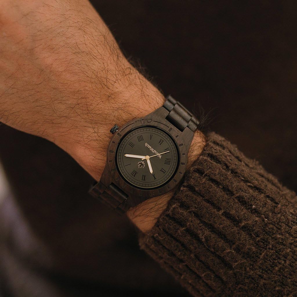 WoodWatch Classic Oaklee Black Sandal Orologio Uomo Legno