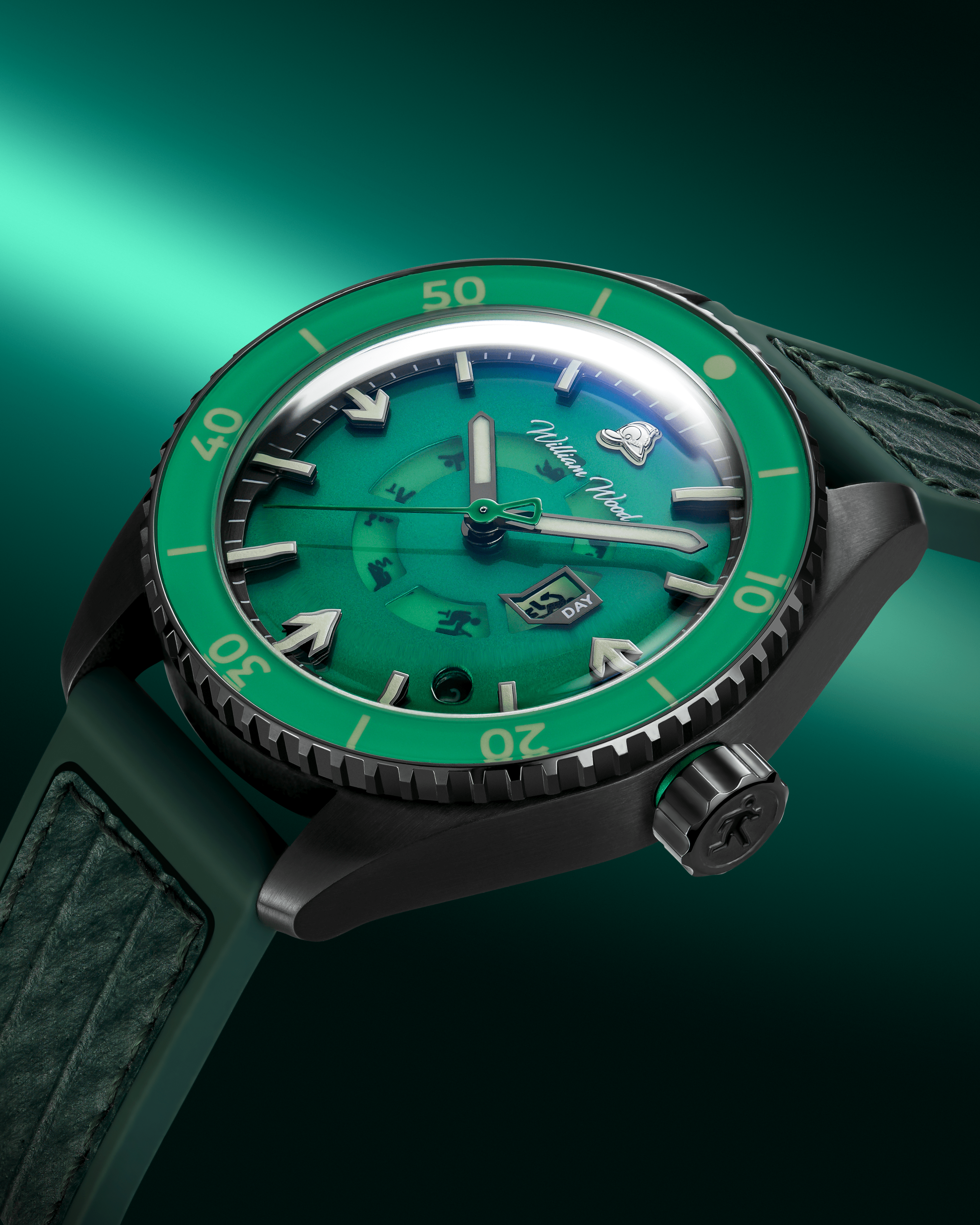 William Wood Fire Exit orologio automatico verde day date