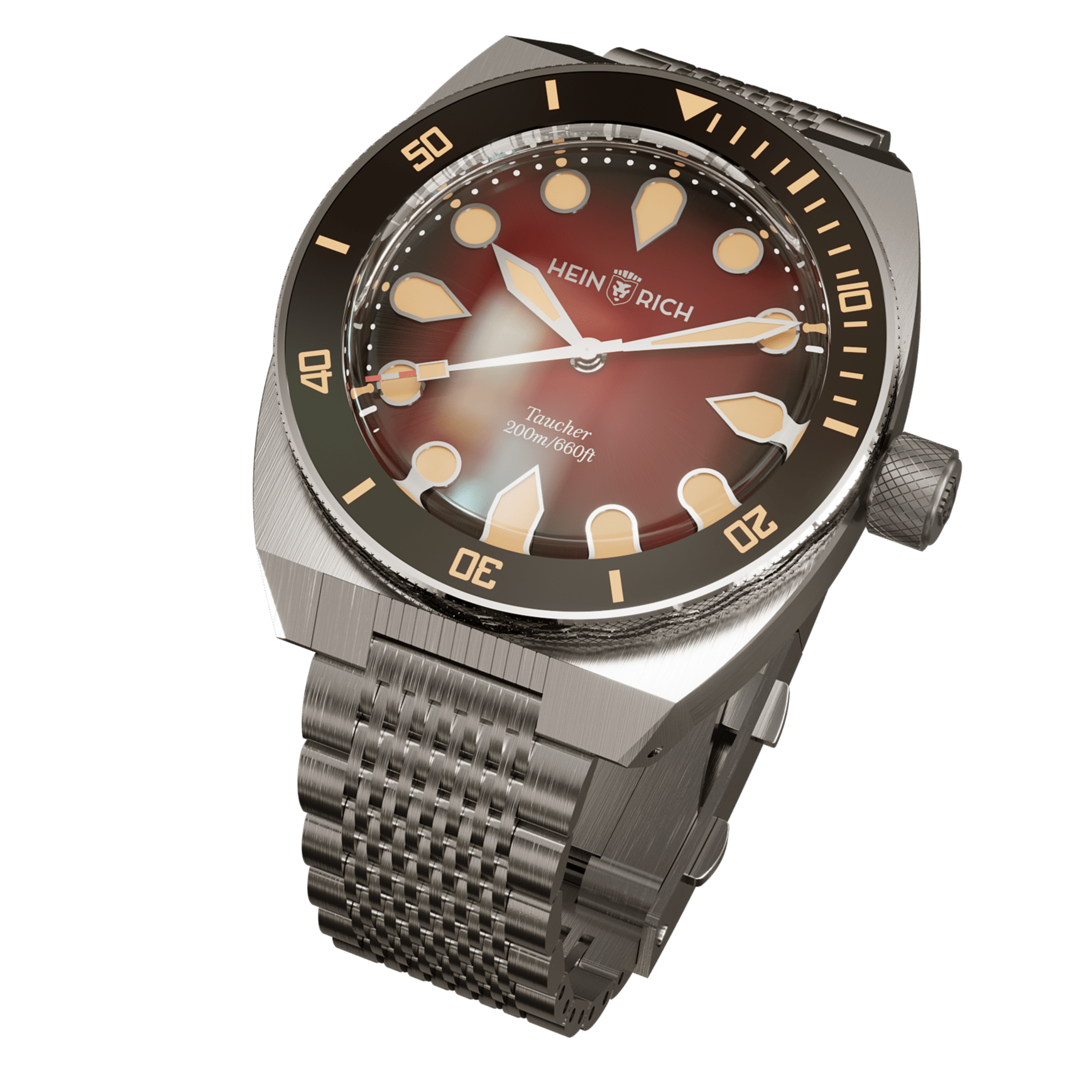 Heinrich Taucher orologio rosso lume arancione automatico