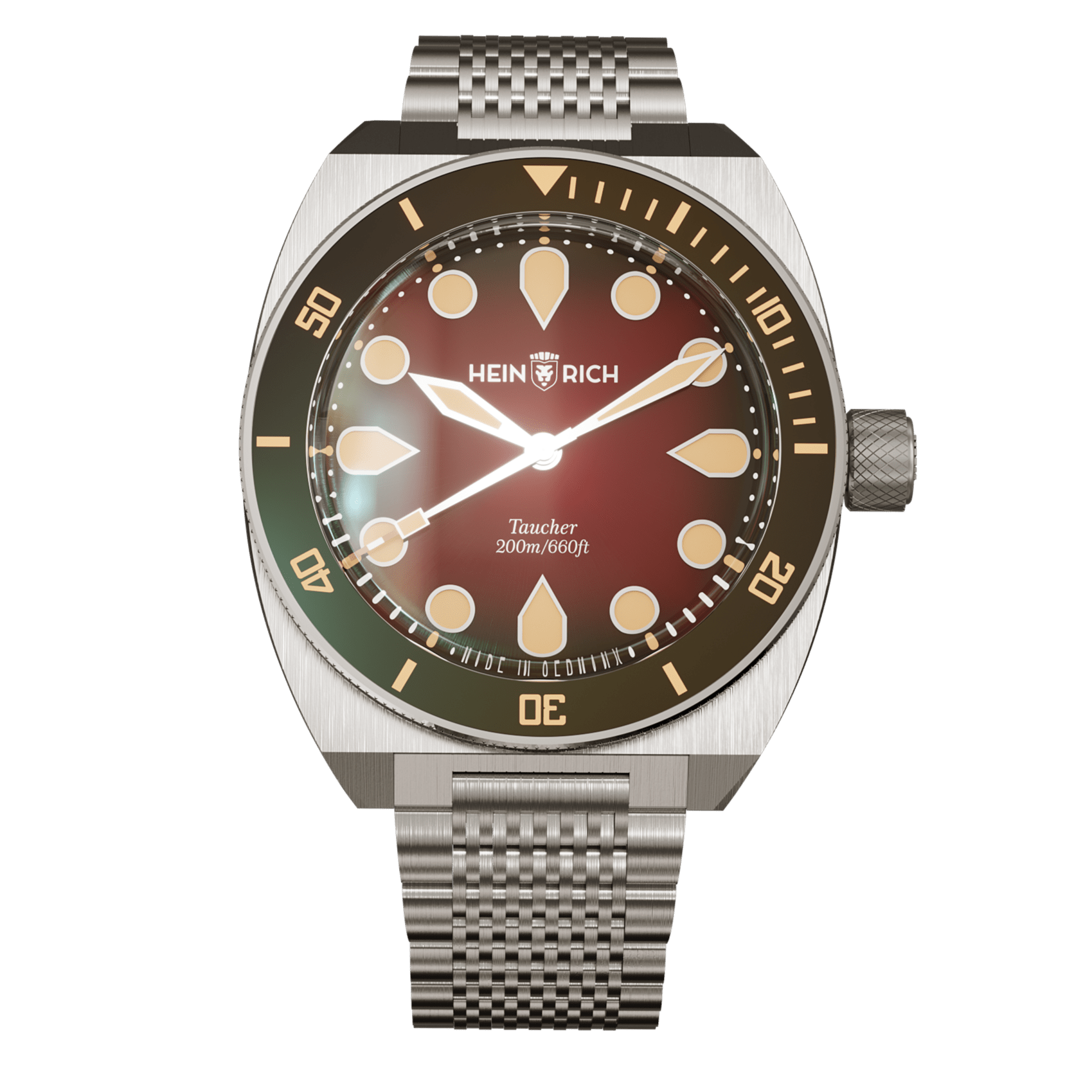 Heinrich Taucher orologio rosso lume arancione automatico