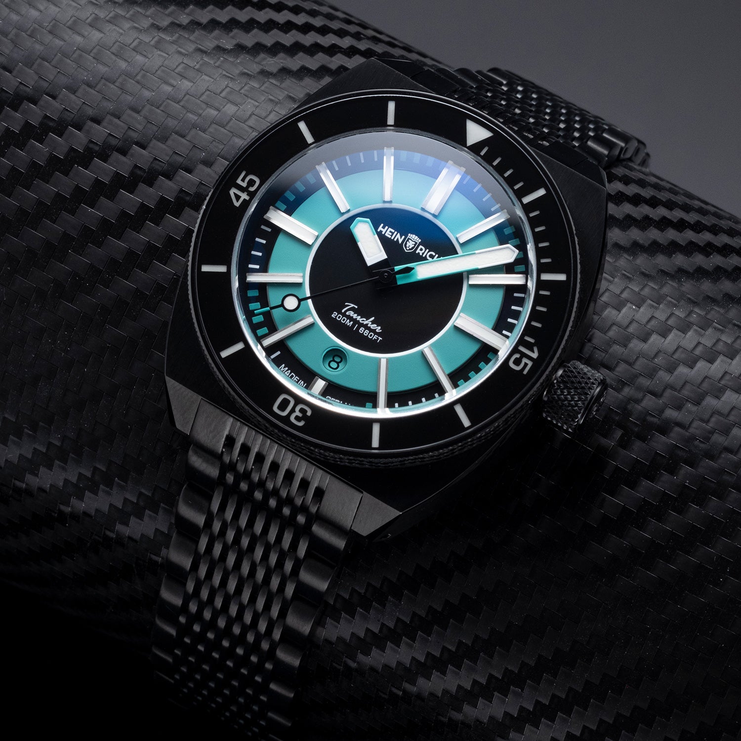 Heinrich Taucher Sport orologio turchese acciaio bracciale