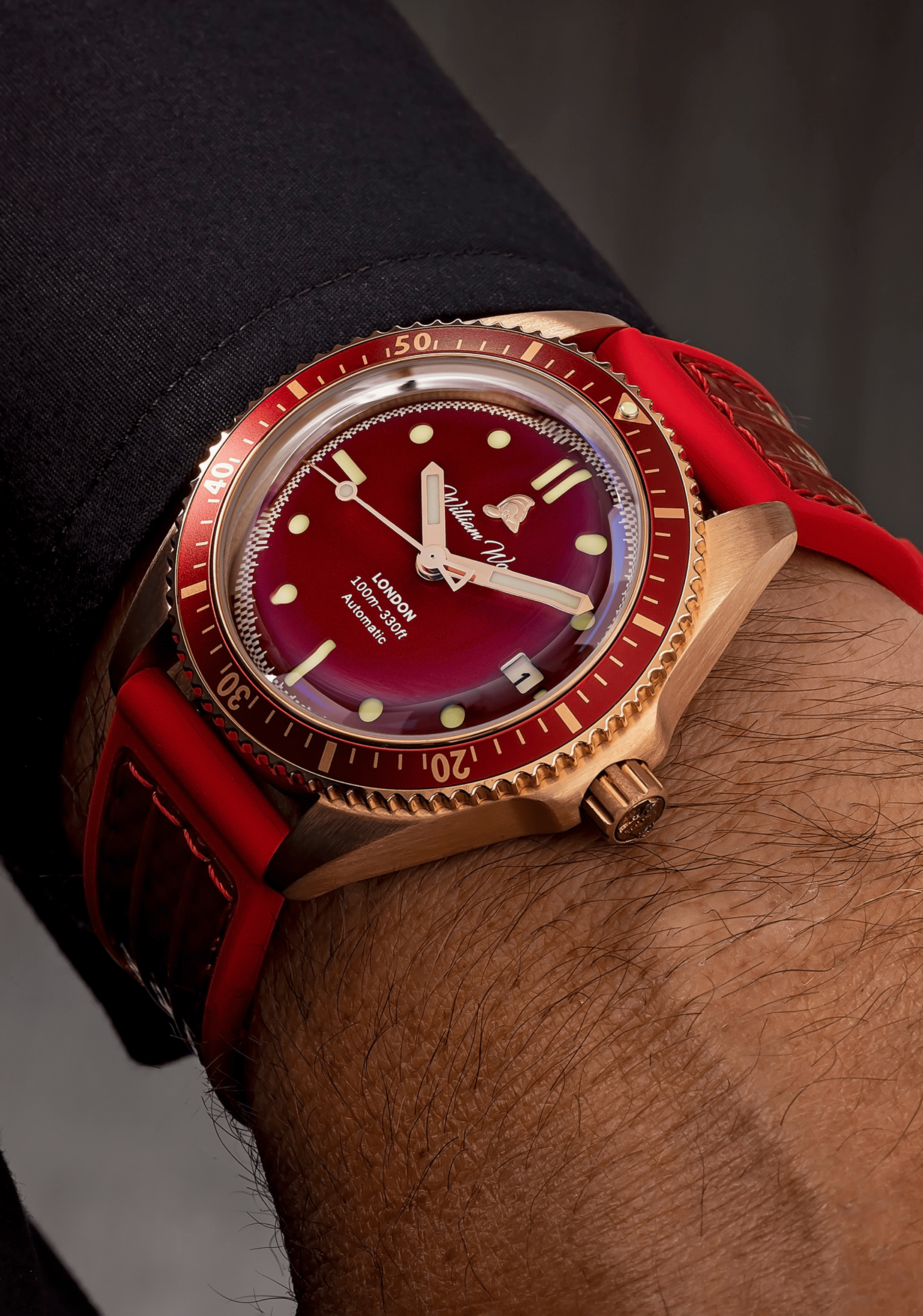 William Wood Bronze Ruby orologio 41mm bronzo Red Fire Hose