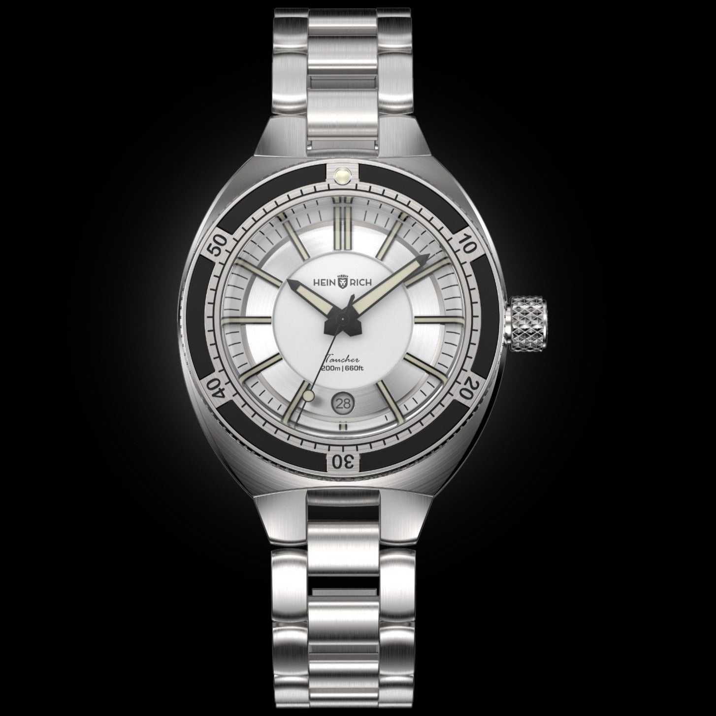 Heinrich Taucher 2 orologio full-lume bianco 41mm