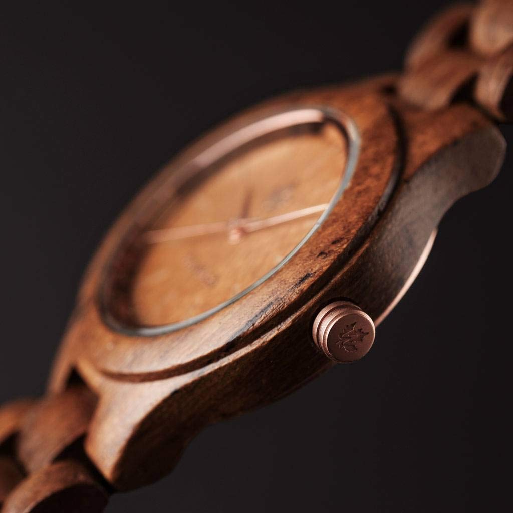 WoodWatch Classic Teak Rosegold orologio legno fatto a mano