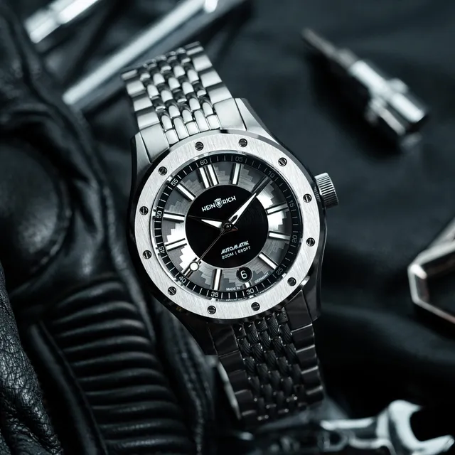 Heinrich Helicoprion orologio Buzzsaw blu argento