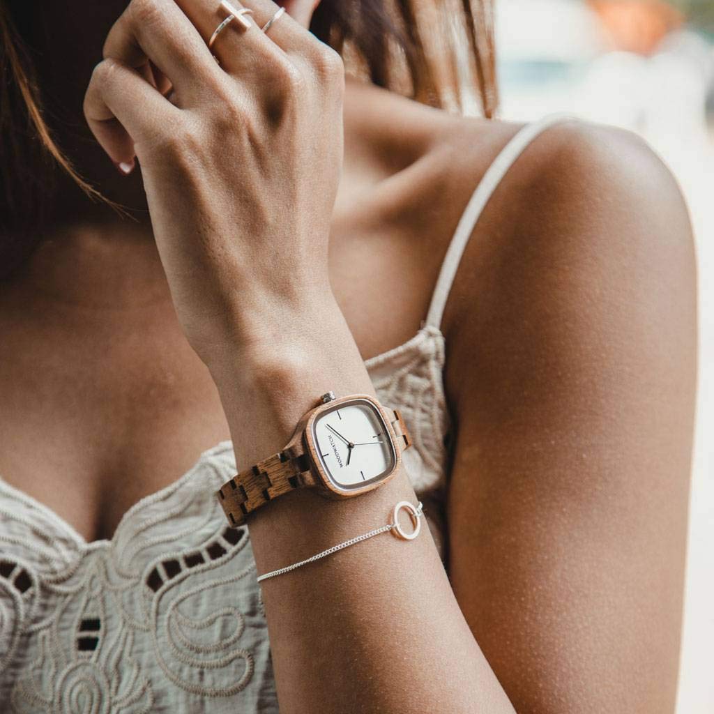 WoodWatch Elegance Modern Gallery orologio legno donna quadrato