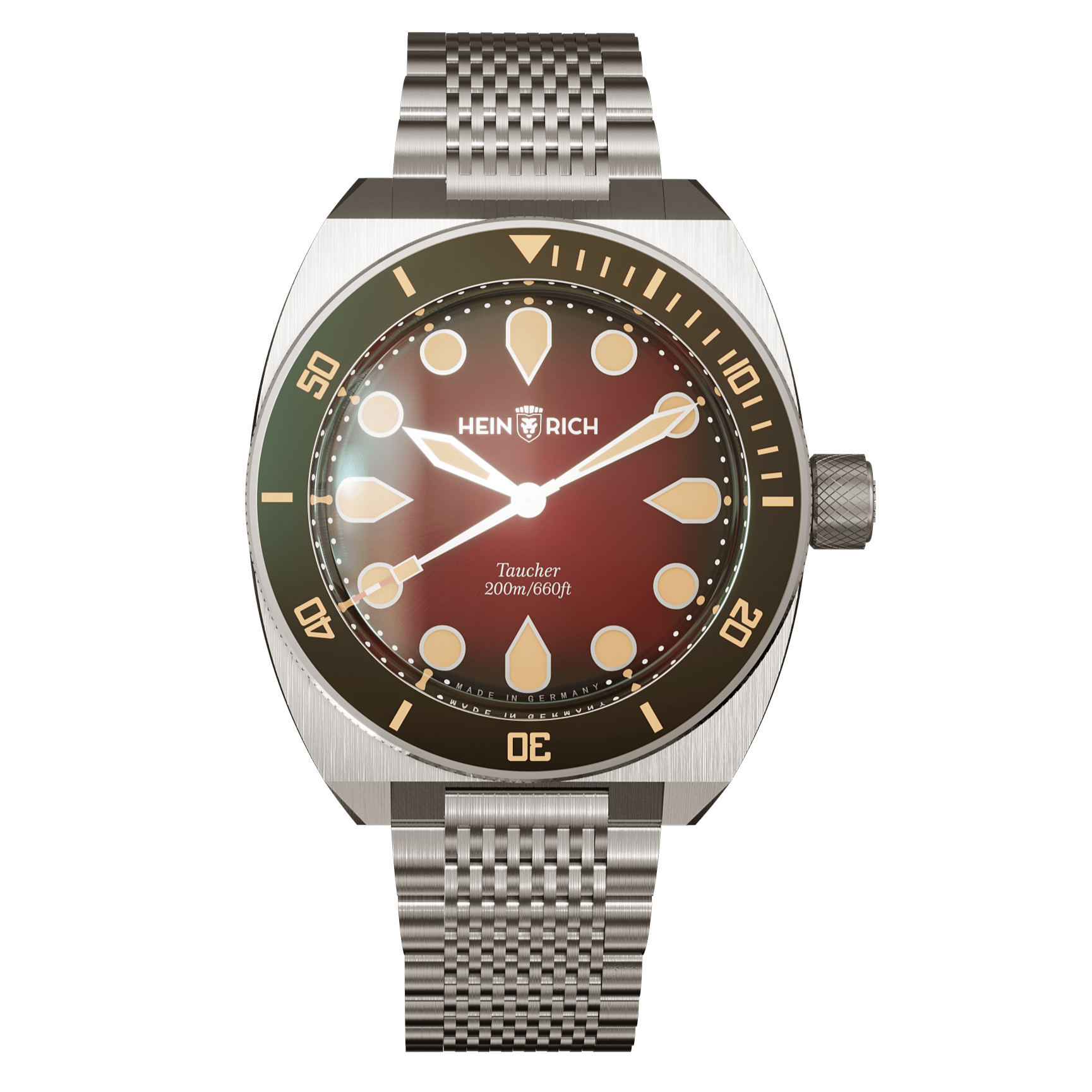 Heinrich Taucher orologio rosso lume arancione automatico