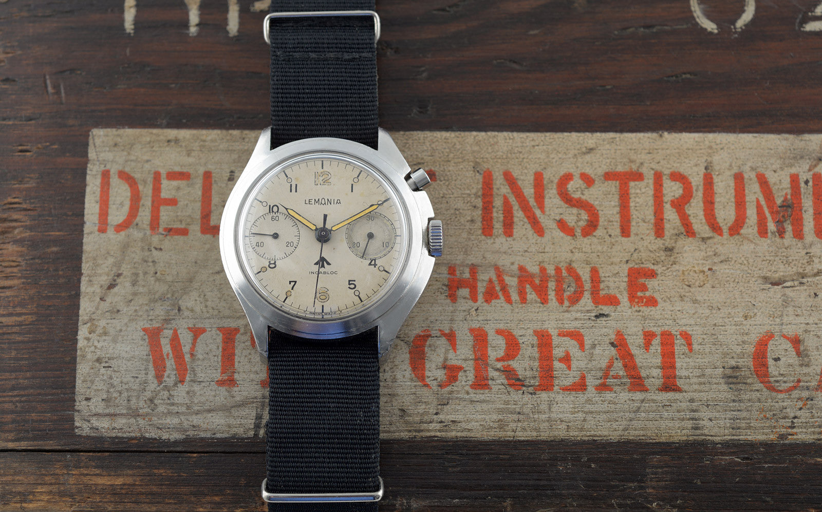 Lemania HS9A cronografo militare 40mm acciaio