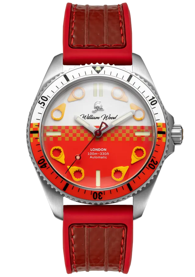 William Wood Big Red Fire Engine Orologio Automatico 41mm Rosso