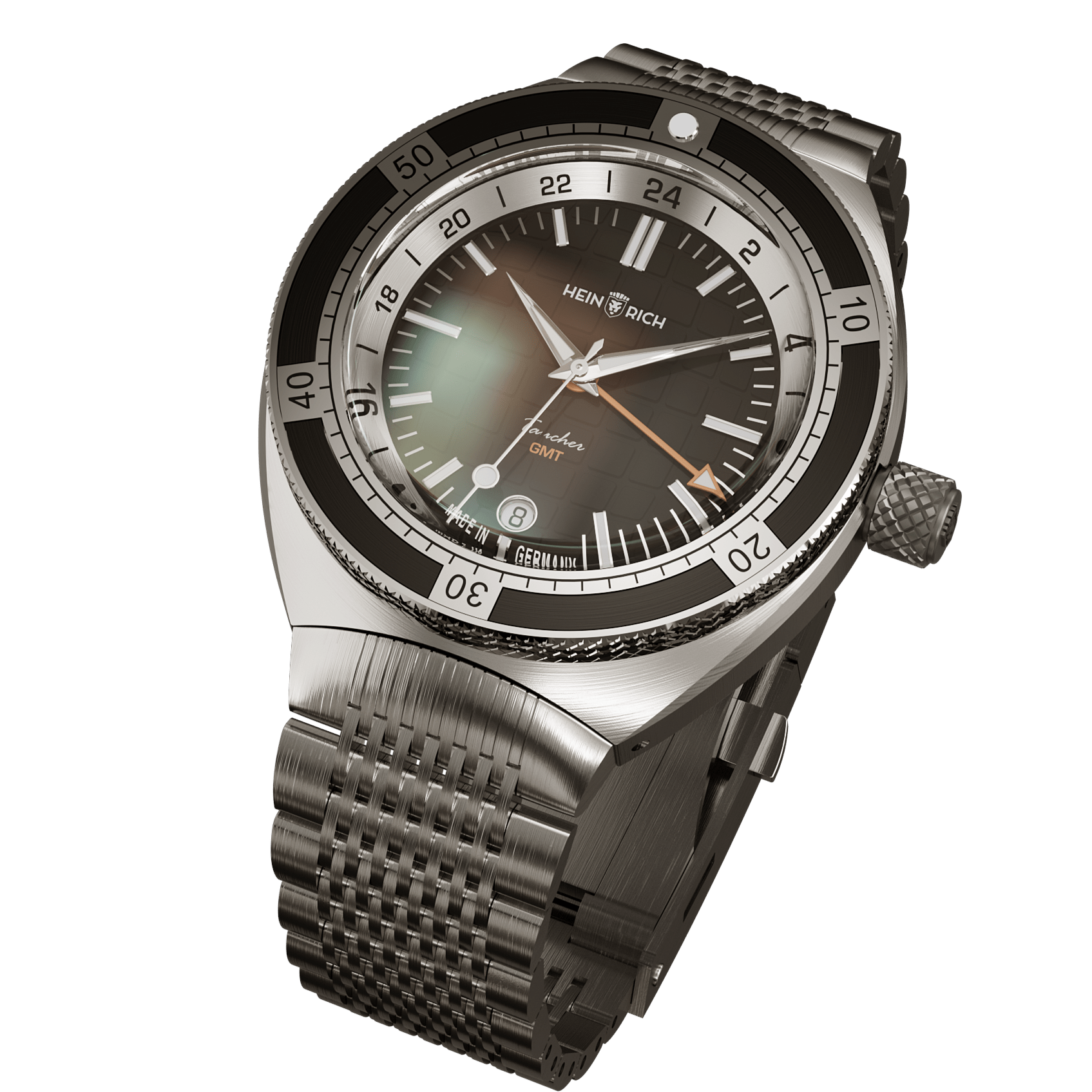 Heinrich Taucher 2 orologio GMT 41mm blu 200m