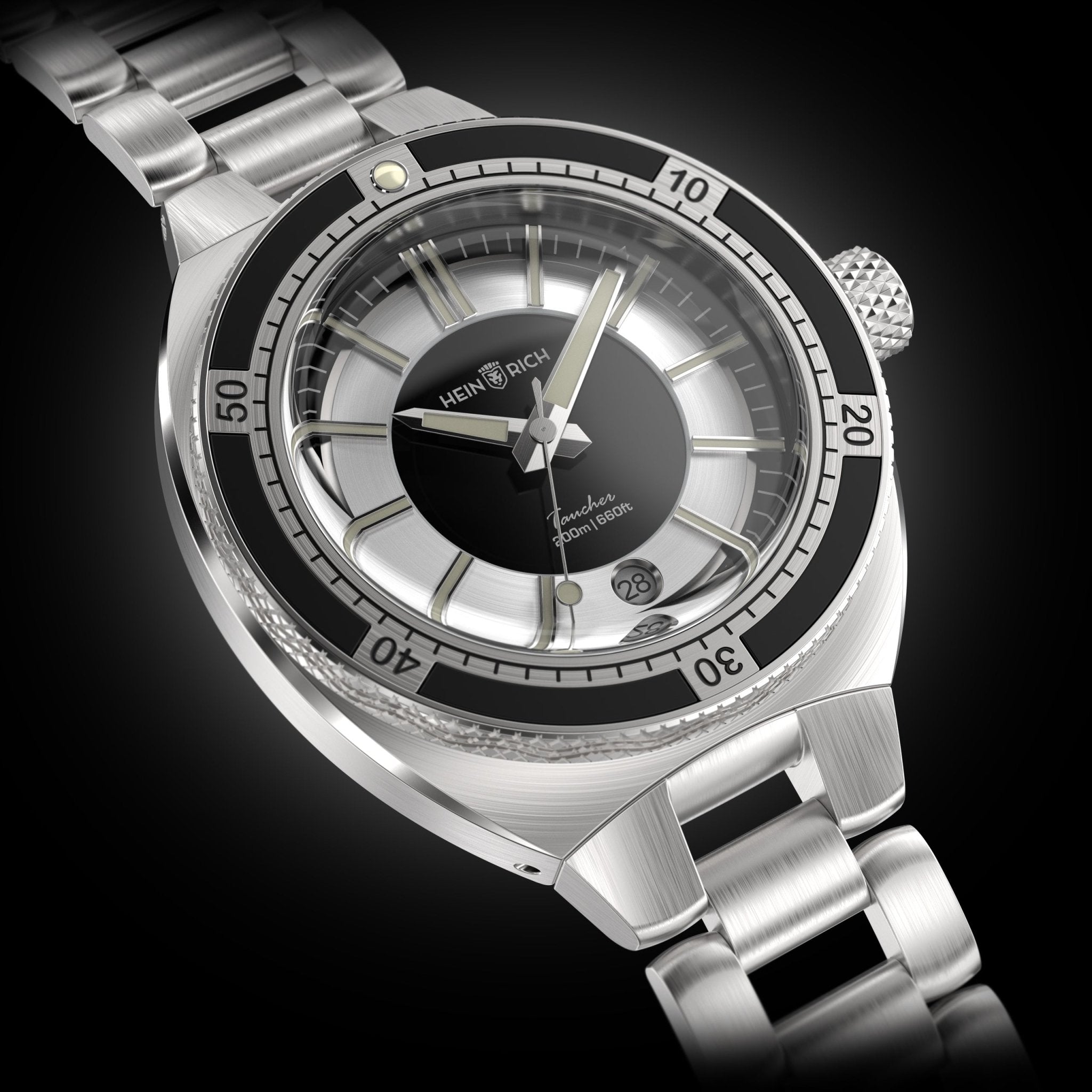 Heinrich Taucher 2 orologio automatico nero con data