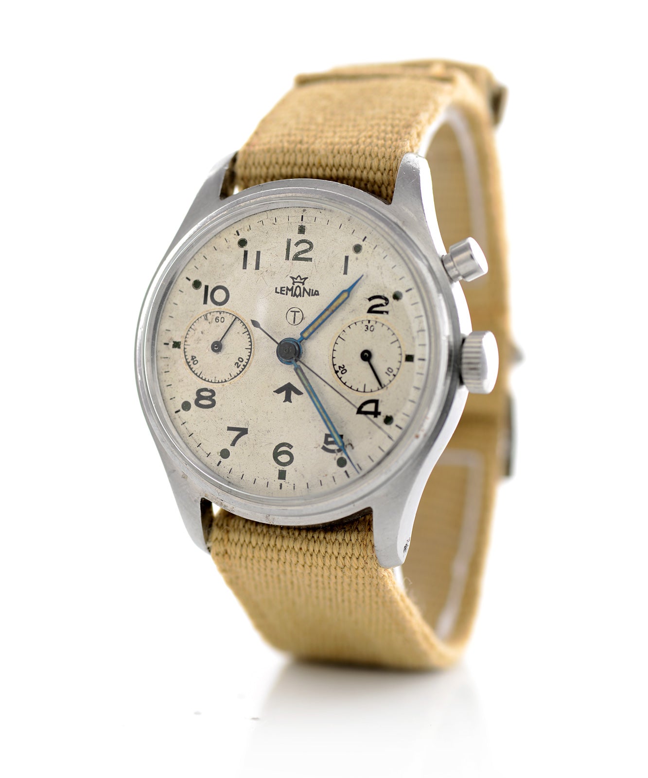 Lemania HS9 cronografo militare acciaio Serie I
