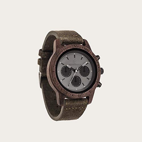 WoodWatch Classic Axinite Black Khaki orologio in legno quarzo