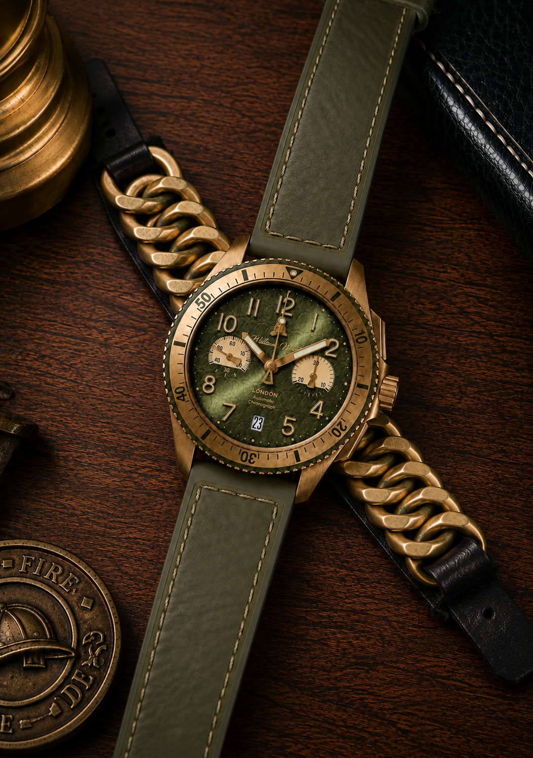 William Wood Triumph Custodian orologio cronografo verde oro