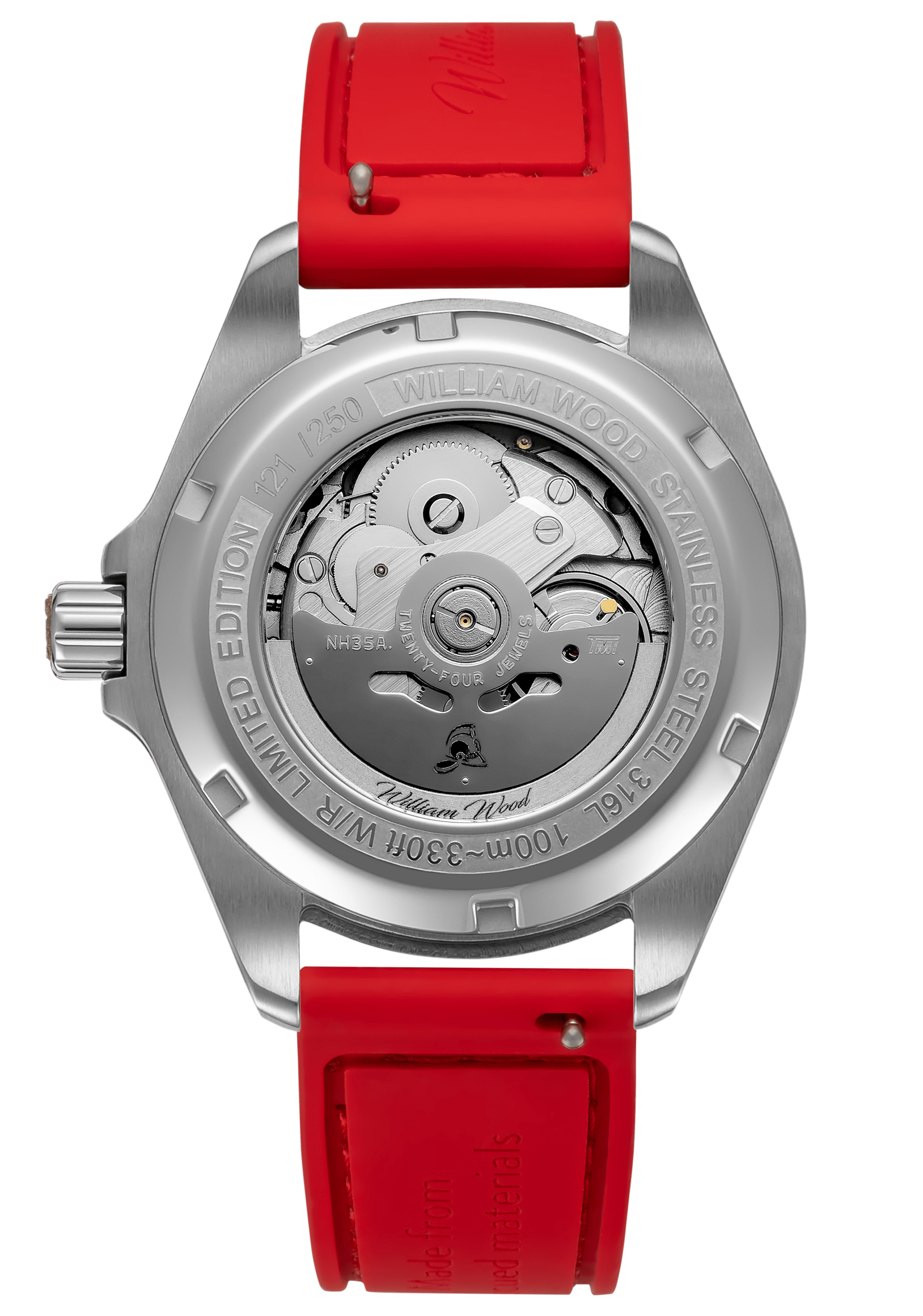 William Wood Valiant orologio The Red Watch rosso automatico 41mm