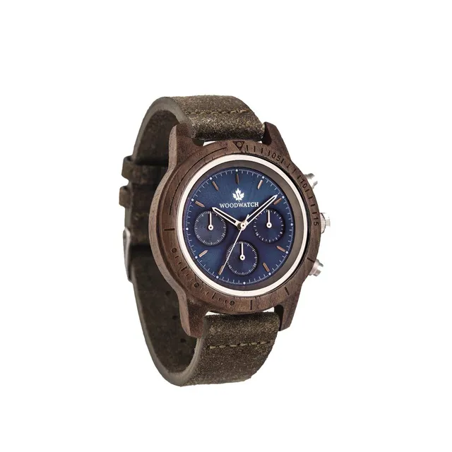 WoodWatch Classic Silver Khaki cronografo legno 42 mm